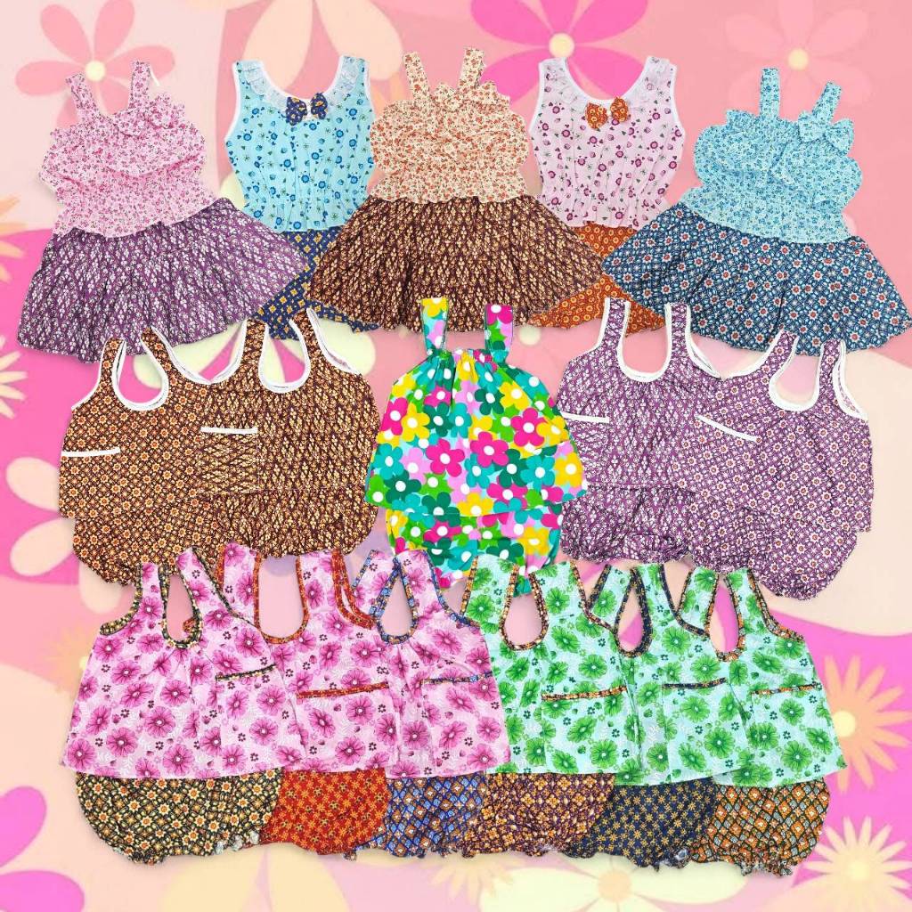 ชุดไทยเด็ก 6-12 เดือน เสื้อคอกระเช้า ลายไทย ลายดอกไม้ ชุดเด็กผู้หญิง ชุดเด็กน่ารัก FES0009