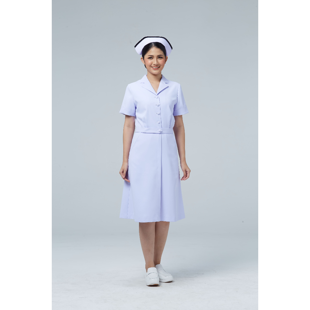 [สังกัดสาธารณสุข] Uniformthaiwacoal Nursy ชุดแสค(ชุดติดกัน)แขนสั้น ปกเทเลอร์ เนื้อผ้า Nursy รหัส FXW017