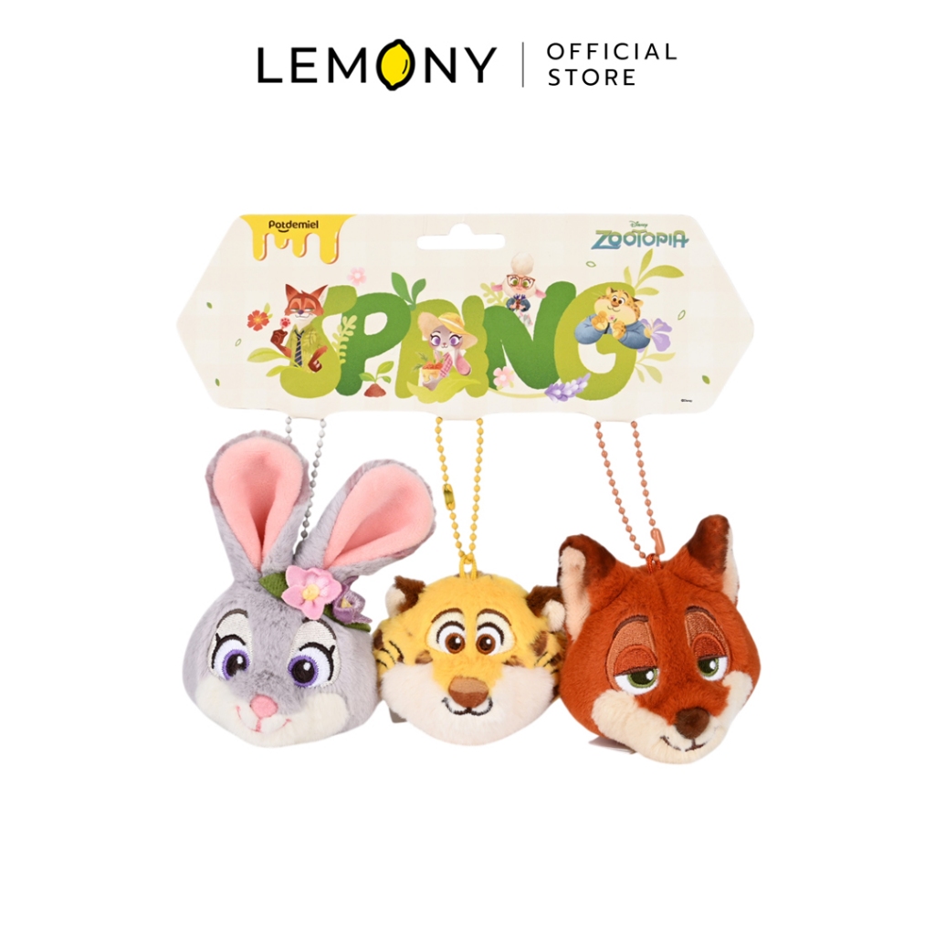 LEMONY เซตพวงกุญแจตุ๊กตาซูโทเปีย ธีมฤดูใบไม้ผลิ 5.5 ซม. (3 ชิ้น) Disney Zootopia Collection