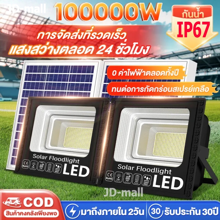 【ซื้อ1แถม1】ไฟโซล่าเซลล์ โซล่าเซลล์ ไฟสปอตไลท์ กันน้ำกลางแจ้ง ไฟพลังงานแสงอาทิตย์ ไฟ LED solar light