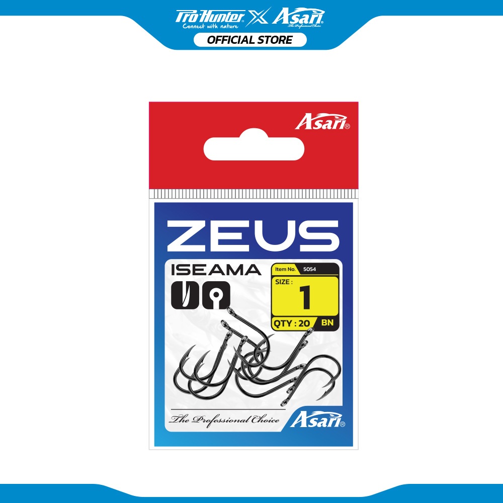 เบ็ดตกปลา Asari Zeus Iseama Twist Ringed Hooks แข็งแรง