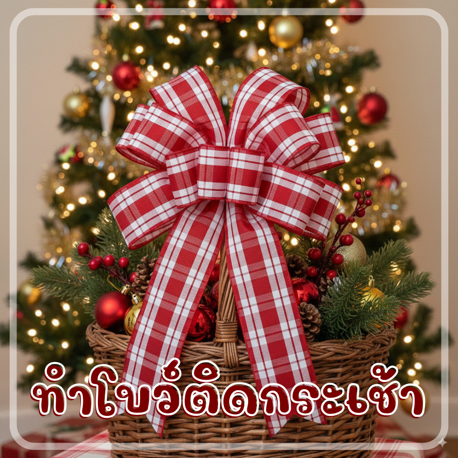 ริบบิ้นผ้า คริสต์มาส ลายสก๊อต กว้าง 40 มิล ยาว 20 เมตร รูปที่ 3