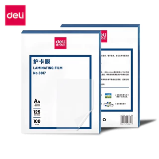 Deli พลาสติกเคลือบบัตร แผ่นเคลือบ เคลือบร้อน ​A4/100 แผ่น A3/50 แผ่น หนา 70-125 Mic Laminator film