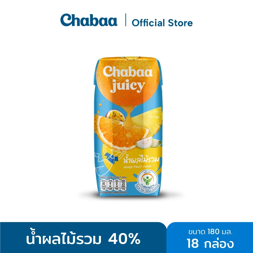 CHABAA น้ำผลไม้รวม 40% 180 มล. (18 กล่อง)
