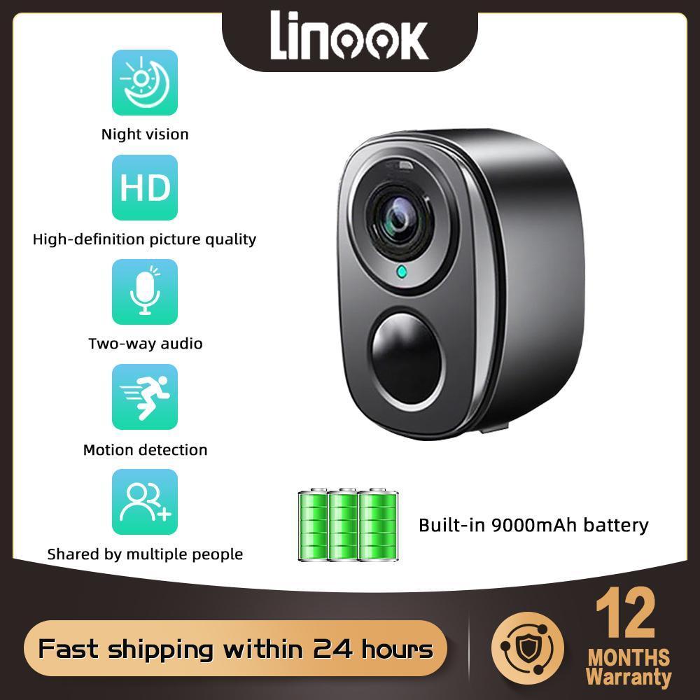 Linook 4MP 2K กล้องวงจรปิดไร้สาย WiFi ในตัว ไม่ต้องใช้ปลั๊กอิน ตรวจจับความเคลื่อนไหว สภาพอากาศ