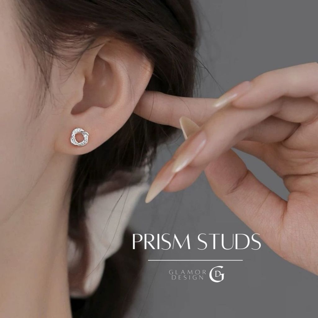 GLAMOR✨ตุ้มหูเงิน Zircon hoops ต่างหูแฟชั่น ต่างหูเพชรสีดำ ต่างหูเพชร ต่างหูเพชร จี้เกลียว