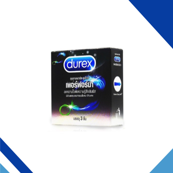 Durex Performa Condom ดูเร็กซ์ เพอร์ฟอร์มา ถุงยางอนามัย ขนาด 52.5 มม. ผิวเรียบ จำนวน 1 กล่อง บรรจุ 3 ชิ้น 13413 - รูปที่ 2