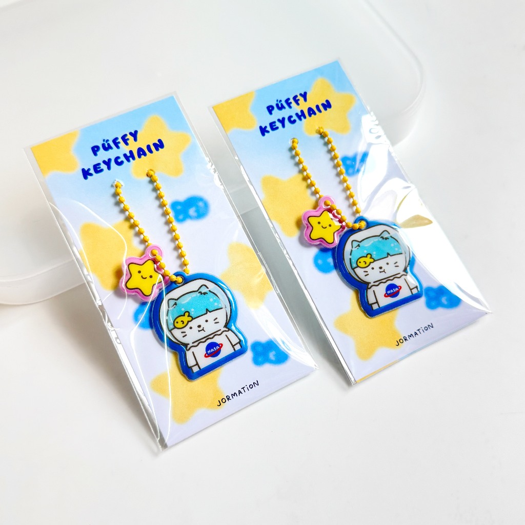 Astronaut Puffy Keychain พวงกุญแจน่ารัก ลายน้องแมว นักบินอวกาศ | Jormation