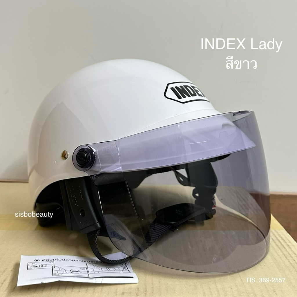 หมวกกันน็อค index lady สีขาว แถมหน้าหมวก