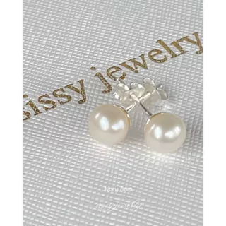 SissyJewelry // ต่างหูเงินแท้ ต่างหูมุกแม่น้ำแท้ Freshwater pearl stud (2.5mm/4mm/5mm/7mm)