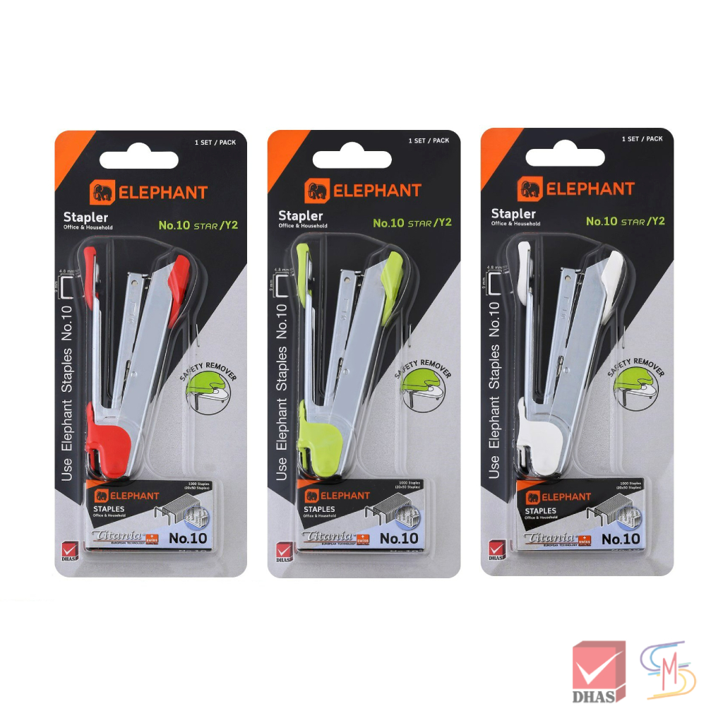 Elephant ตราช้าง เครื่องเย็บกระดาษ พร้อมลวดเย็บ No.HS-10/Y2 คละสี จำนวน 1 ชิ้น