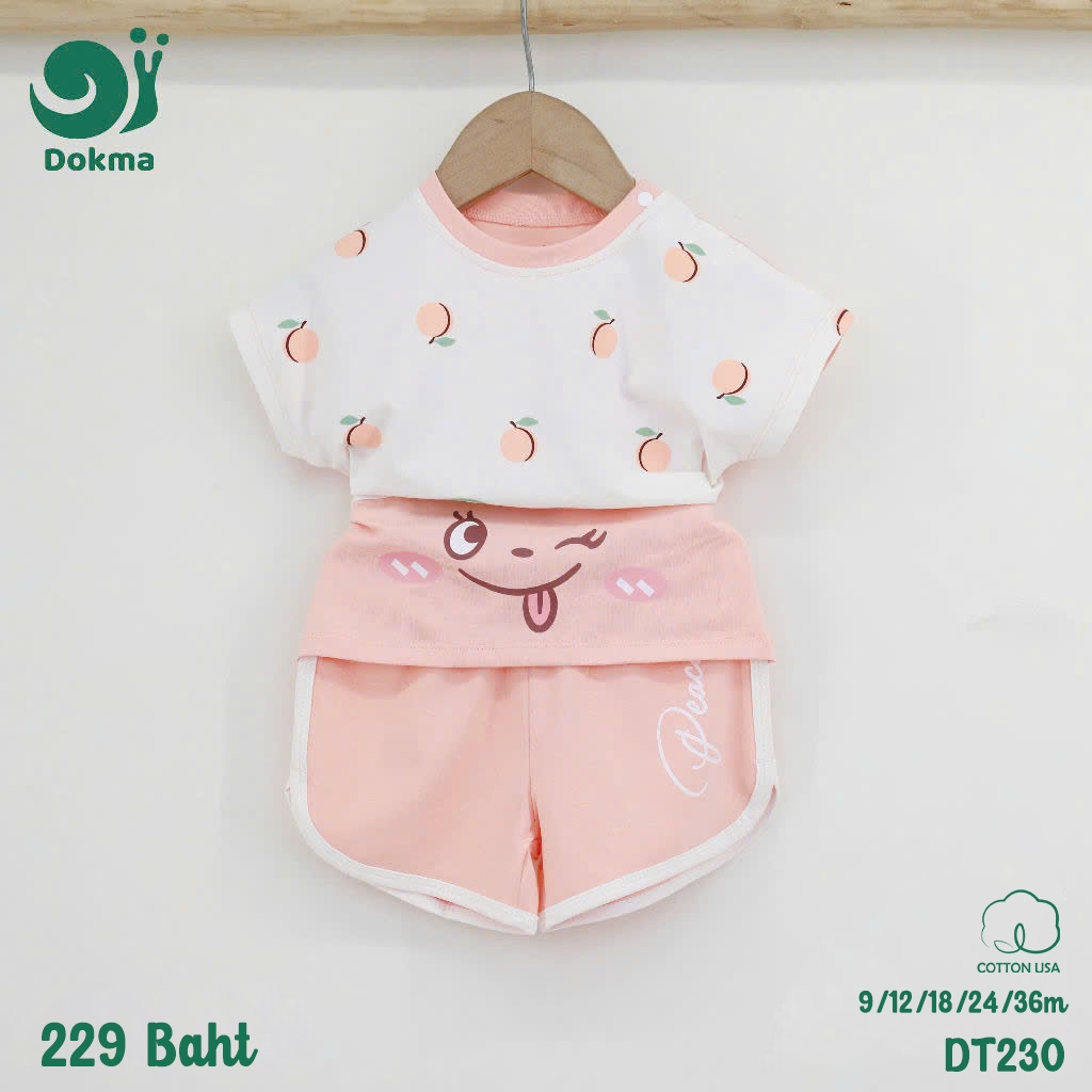 Dokma(8-14.2kg) ชุดเสื้อแขนสั้นเด็กหญิง ผ้าคอตตอนอเมริกา Cotton USA DT230 (6-9M , 9-12M, 12-18M, 18-24M, 24-36M)