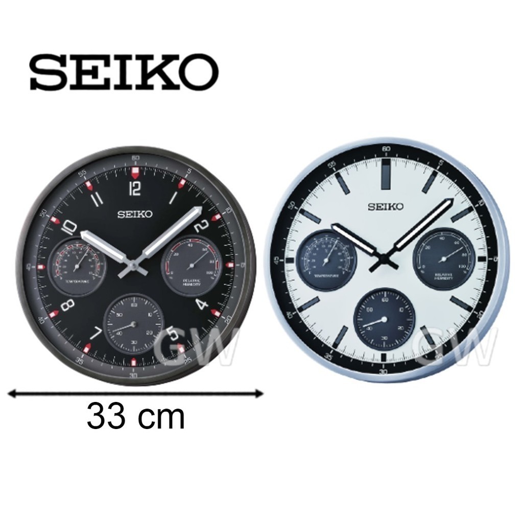 SEIKO CLOCKSไซโก้ พรายน้ำ วัดอุณหภูมิ ความชื้น นาฬิกาแขวน รุ่น QXA823 QXA823S QXA823K ขนาด 12.9 นิ้ว