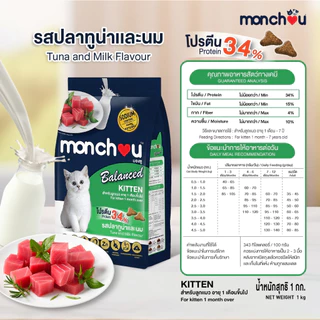 Monchou Balance มองชูอาหารแมว ชนิดเม็ด โปรตีน 32%ขนาด 2.6-2.7 kg.