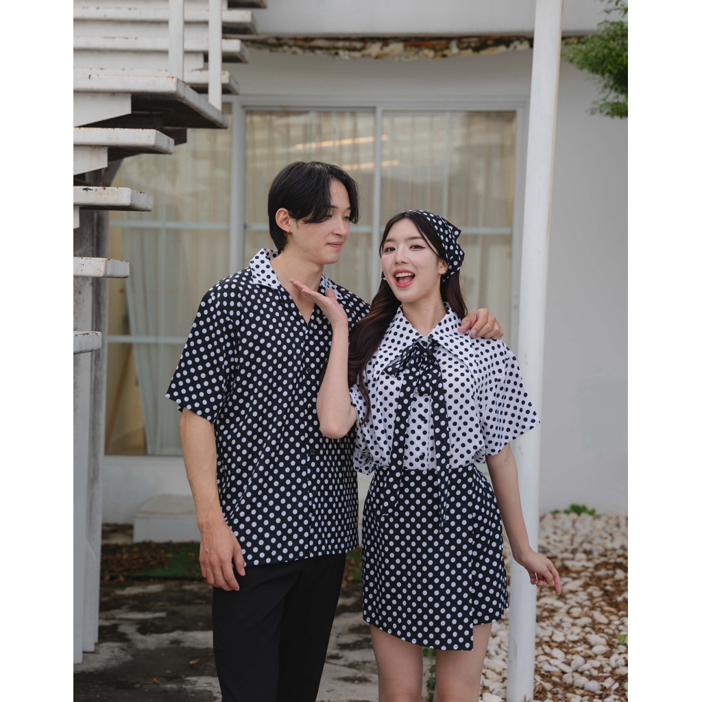 *ใช้โค้ด20%ได้*พร้อมส่ง !! Minimal Pop A Dot Set เชิ้ตแขนสั้น shirt และ กระโปรงกางเกง