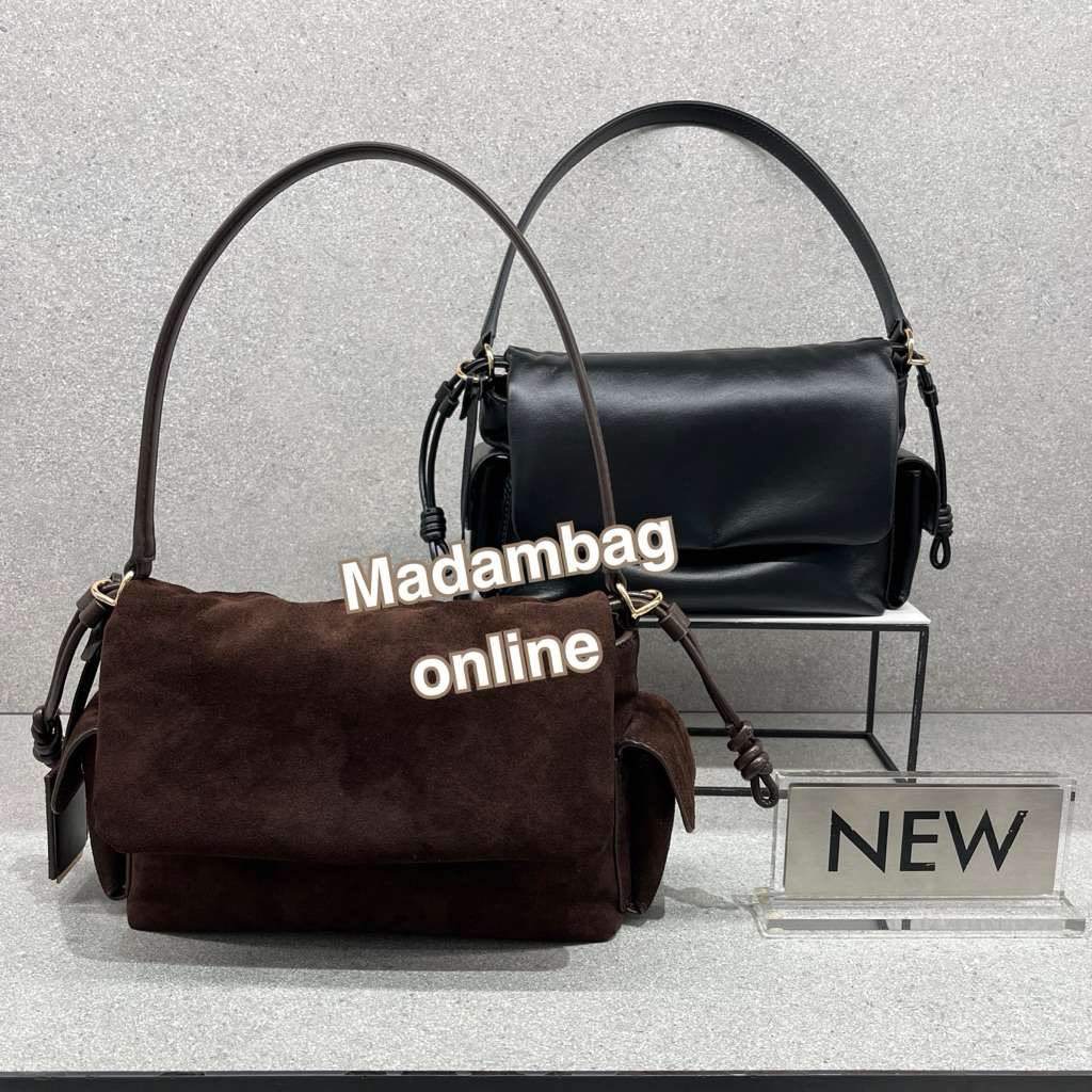 CHARLES & KEITH Khai Top Handle Bag กระเป๋าสะพายไหล่ หนังกลับ แท้จากช็อป (ร้าน Madambagonline)