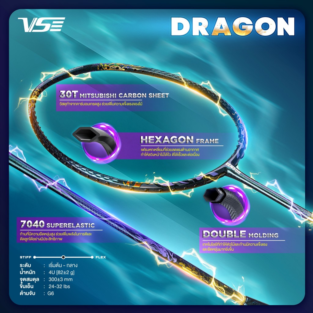 ✨สายบุกยอดนิยม✨🐉VENSON Vs Dragonไม้แบดมินตันสายบุกครบเครื่องยอดนิยมตลอดกาล