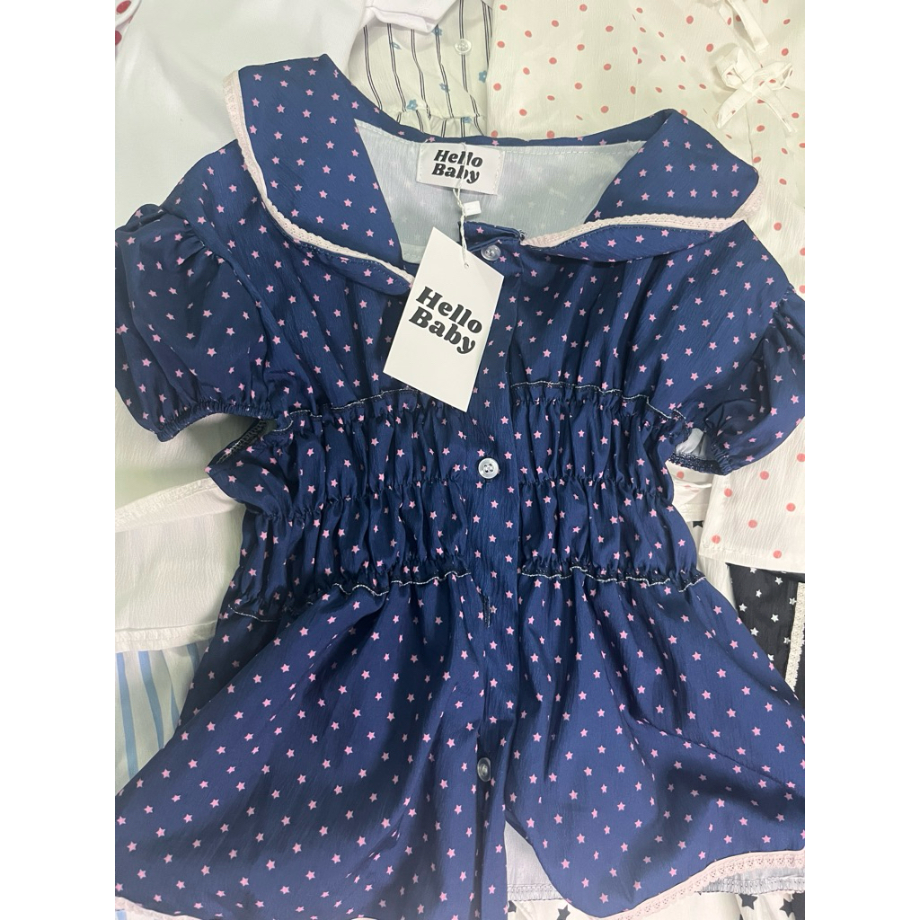 เสื้อเชิ้ตคอบัวสี hello baby