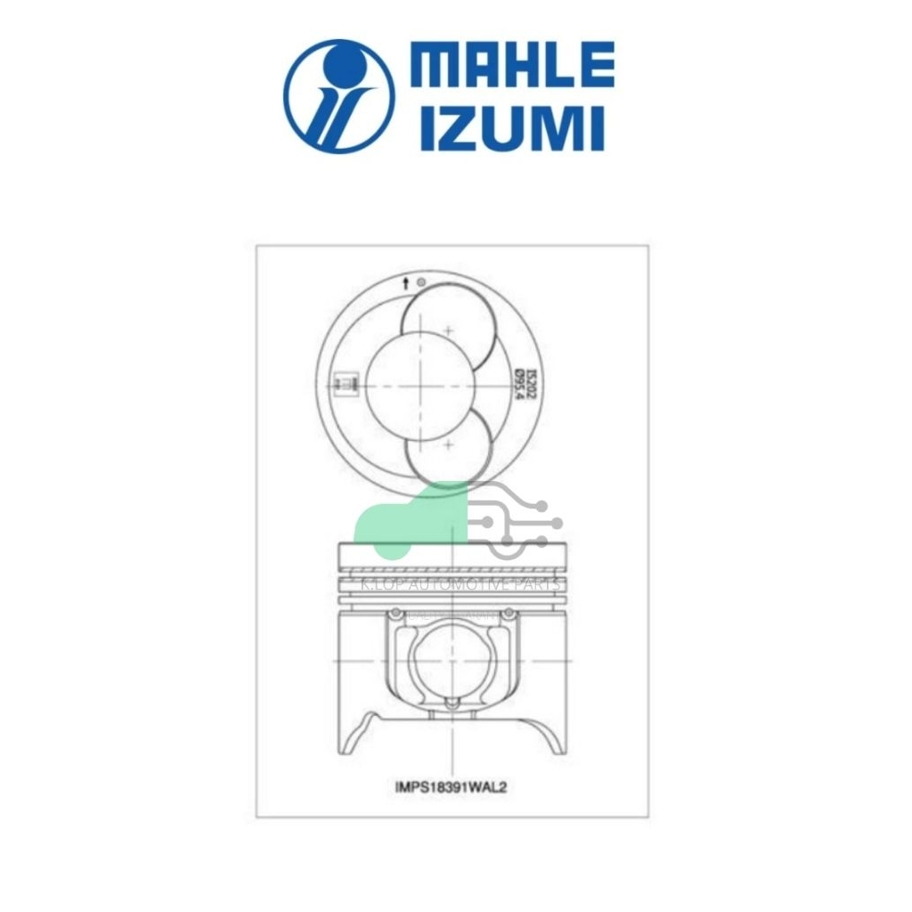 ชุดลูกสูบ MAHLE +สลักพร้อมแหวน ISUZU TFR01 D-Max 3.0 4JH1-T (1 ชุด มี 4 ลูก)