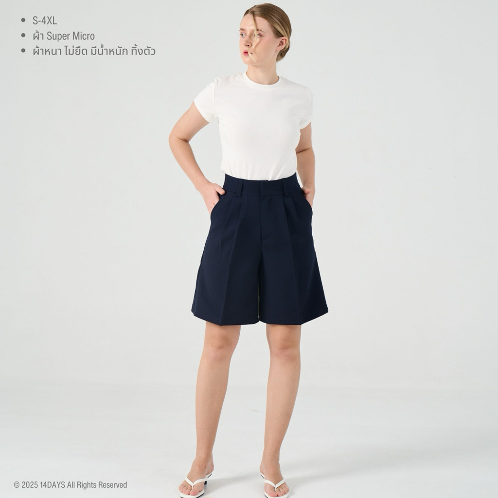 รุ่น CS20 กางเกงขาสั้น เอวสูง ทรงเบสิค ความยาว20นิ้ว ทรงสวย เก็บพุง พรางสะโพก - รูปที่ 4