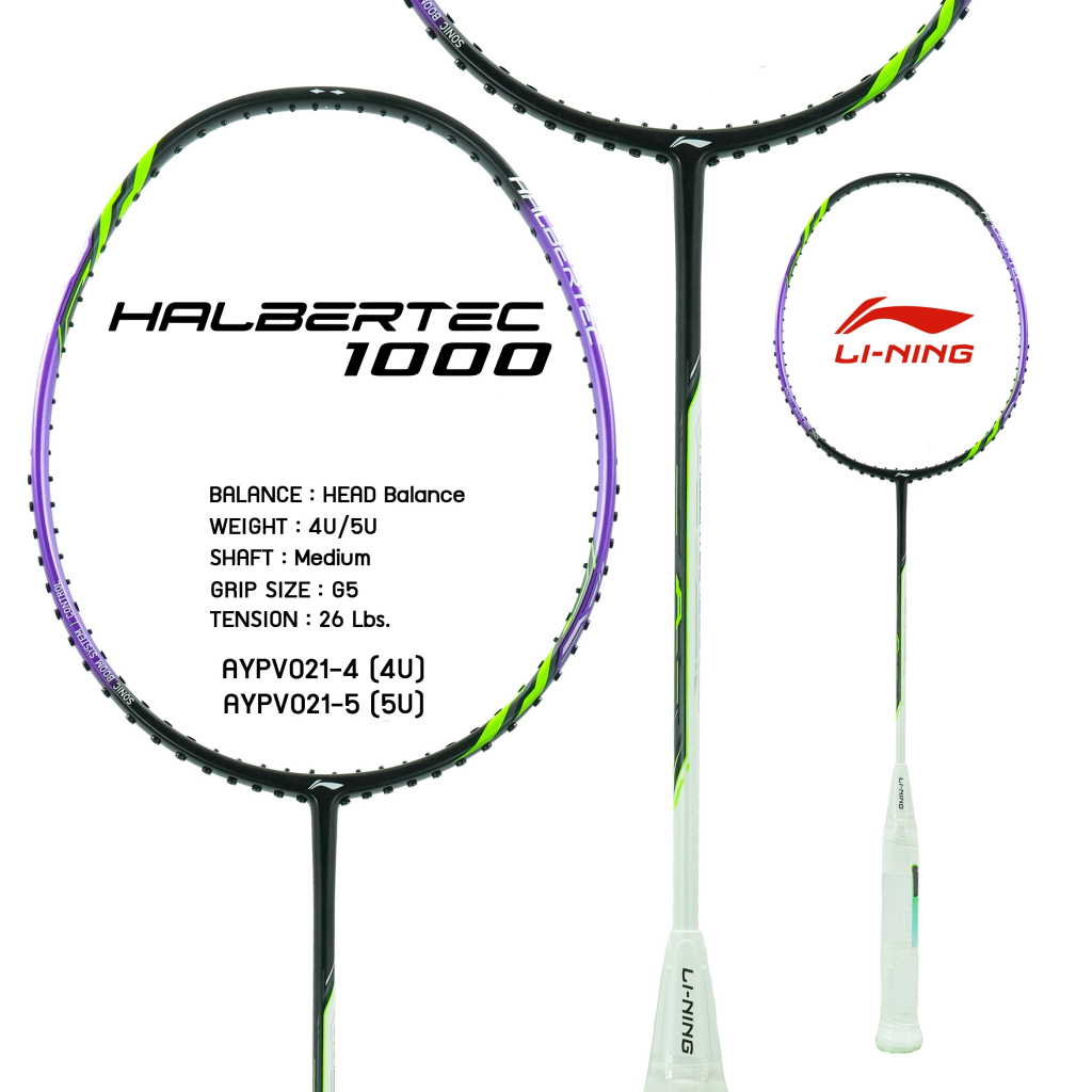 LI-NING HALBERTEC 1000 4U/5U ไม้แบดมินตัน แถมซอง+กริปพันด้าม+เอ็น พร้อมขึ้นให้ฟรี เลือกได้ที่ ช้อปเพิ่มคุ้มกว่า