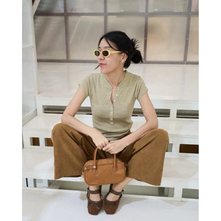 Simplestyle.byd Basic Knit Top เสื้อไหมพรมเข้ารูป เสื้อเเขนสั้น เสื้อดำ