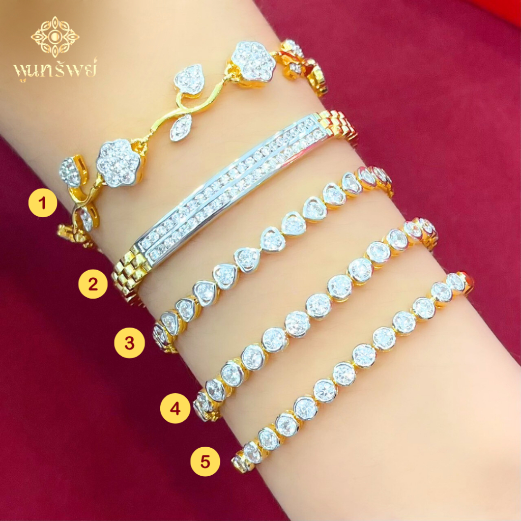 ส่งฟรี สร้อยข้อมือเพชร เพชรสวิส เครื่องประดับไทย พูนทรัพย์ มีใบรับประกัน แฟชั่น สร้อยเพชร มินิมอล