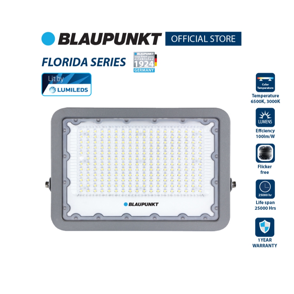 BLAUPUNKT โคมฟลัดไลท์ โคมสปอร์ตไลท์ 200W แสงขาว แสงวอร์ม LED FLOO DLIGHT มาตรฐานเยอรมัน
