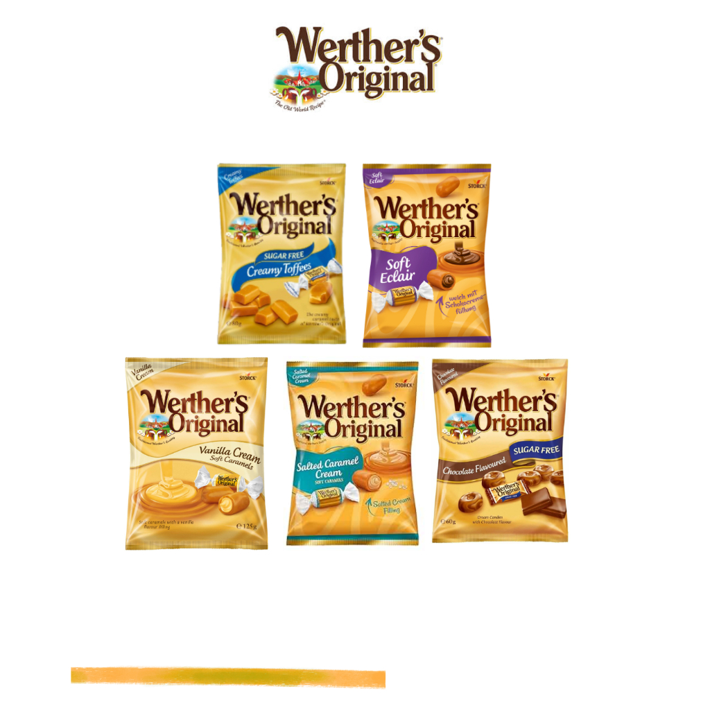 Werther's original ลูกอมคาราเมลหอมหวาน มี 5 รสชาติ ขนาด 60-125 กรัม นำเข้าจากเยอรมัน