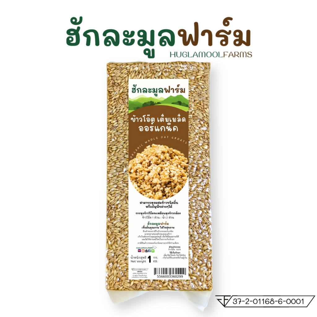 ข้าวโอ๊ต แบบหุง ออร์แกนิค 1000กรัม ฮักละมูลฟาร์ม Organic Oat Groat ข้าวโอ็ต ข้าวโอ๊ตเต็มเมล็ด