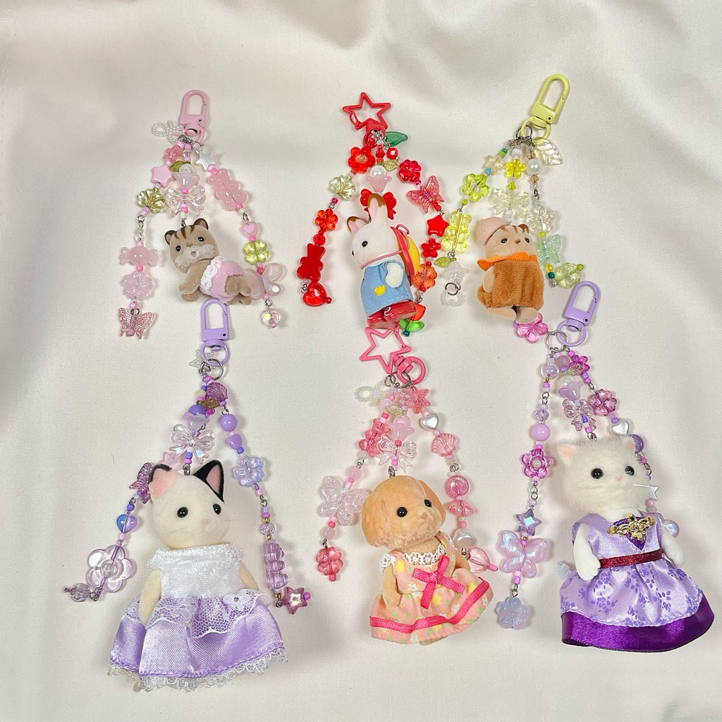 sylvanian keychain - พวงกุญแจซิลวาเนียน (โมเดลมือ2) sylvanian keyrings พวงกุญแจตุ๊กตาน่ารัก diy
