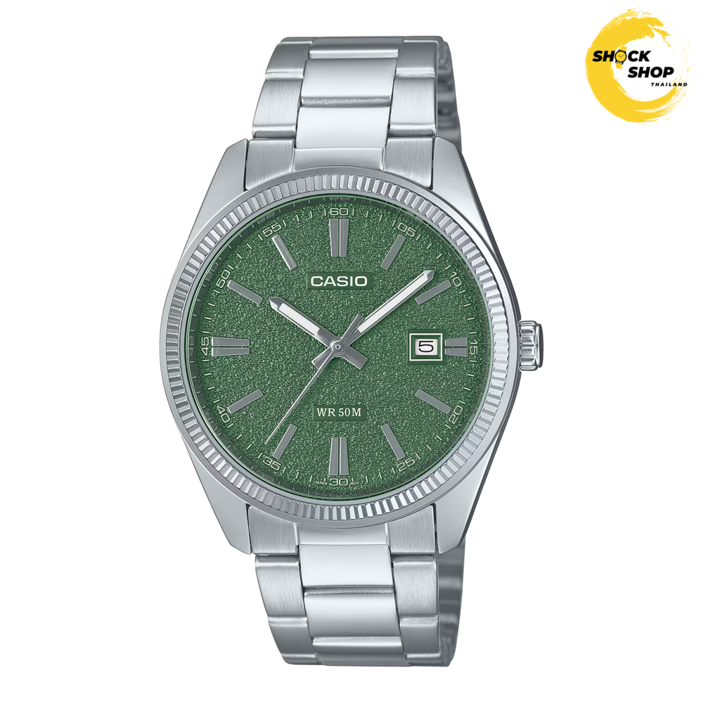 CASIO นาฬิกาข้อมือผู้ชาย รุ่น MTP-1302DA-3AV วัสดุสเตนเลสสตีล สีเขียว คาสิโอ