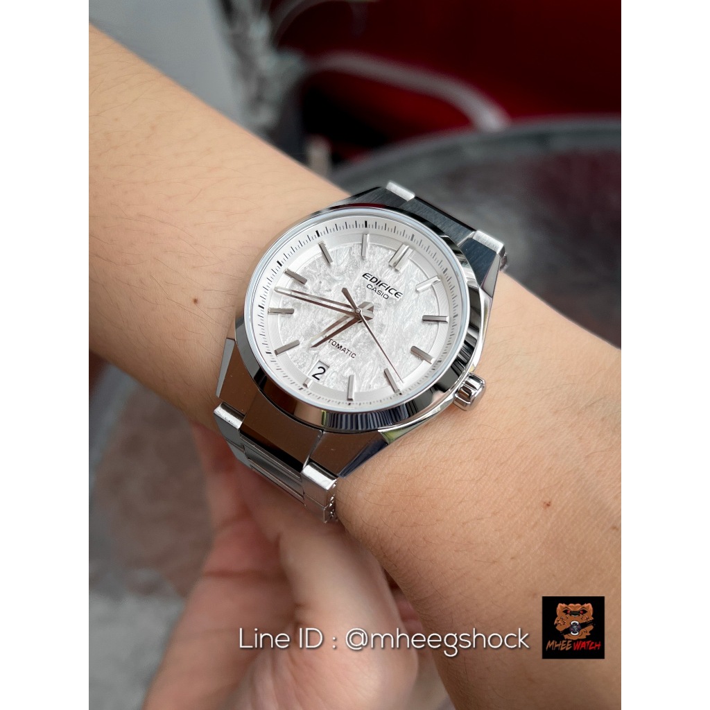 Casio Edifice Automatic Crystal White Forged Carbon Strainless Steel Strap