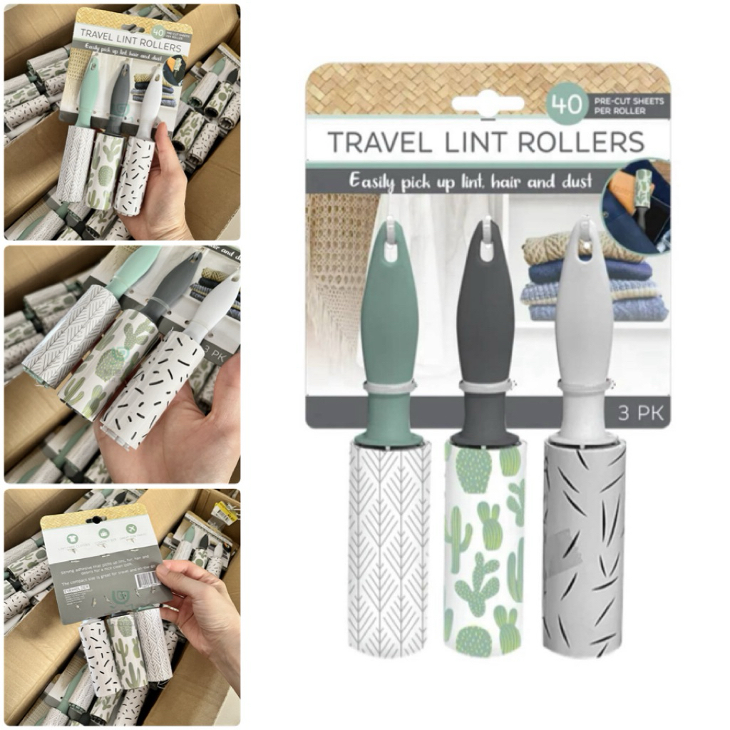 Evriholder Travel Lint Roller ลูกกลิ้งจับเศษฝุ่น สุดคุ้ม 3 แพค 120 แผ่น เหนียว ติดหนึบ