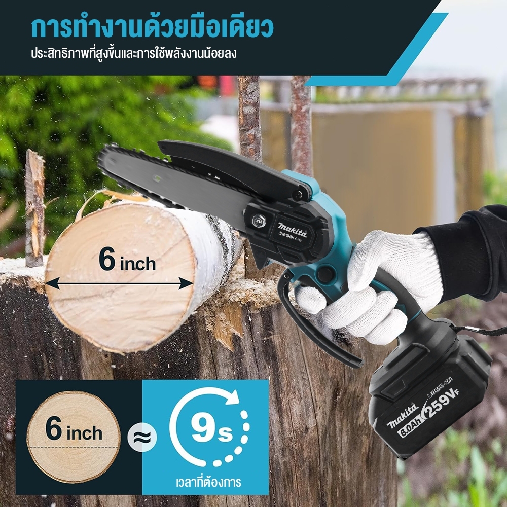 【30ปี รับประกัน】เลื่อยไฟฟ้า อัปเกรดใหม่ 8นิ้ว เลื่อยโซ่ 9900W เลื่อยไฟฟ้าไร้สาย เลื่อยโซ่ไร้สาย แบตเตอรี่ลิเธียม2 ครบชุด - รูปที่ 7