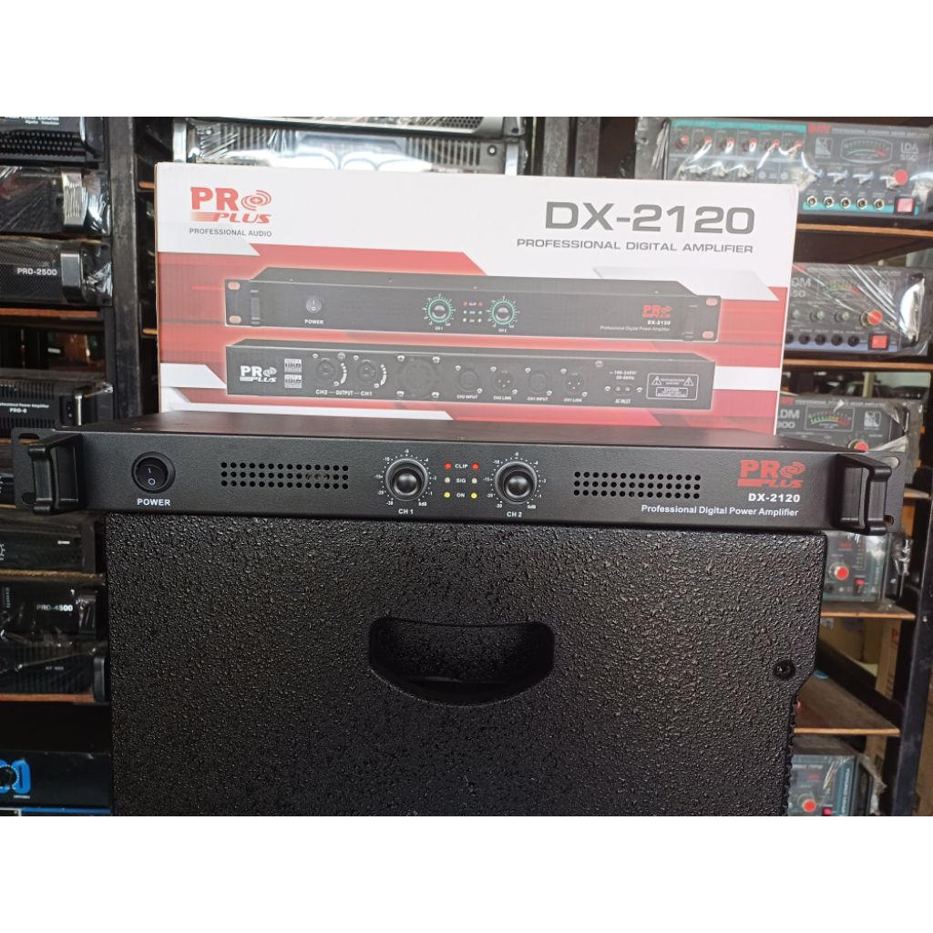 แอมป์ขยาย PROPLUS DX-2120 คลาส D ขนาด 1U   200Wx200W ไฟแสดงสถานะสัญญาณเสียง เมื่อมีสัญญาณเสียงผ่านเข
