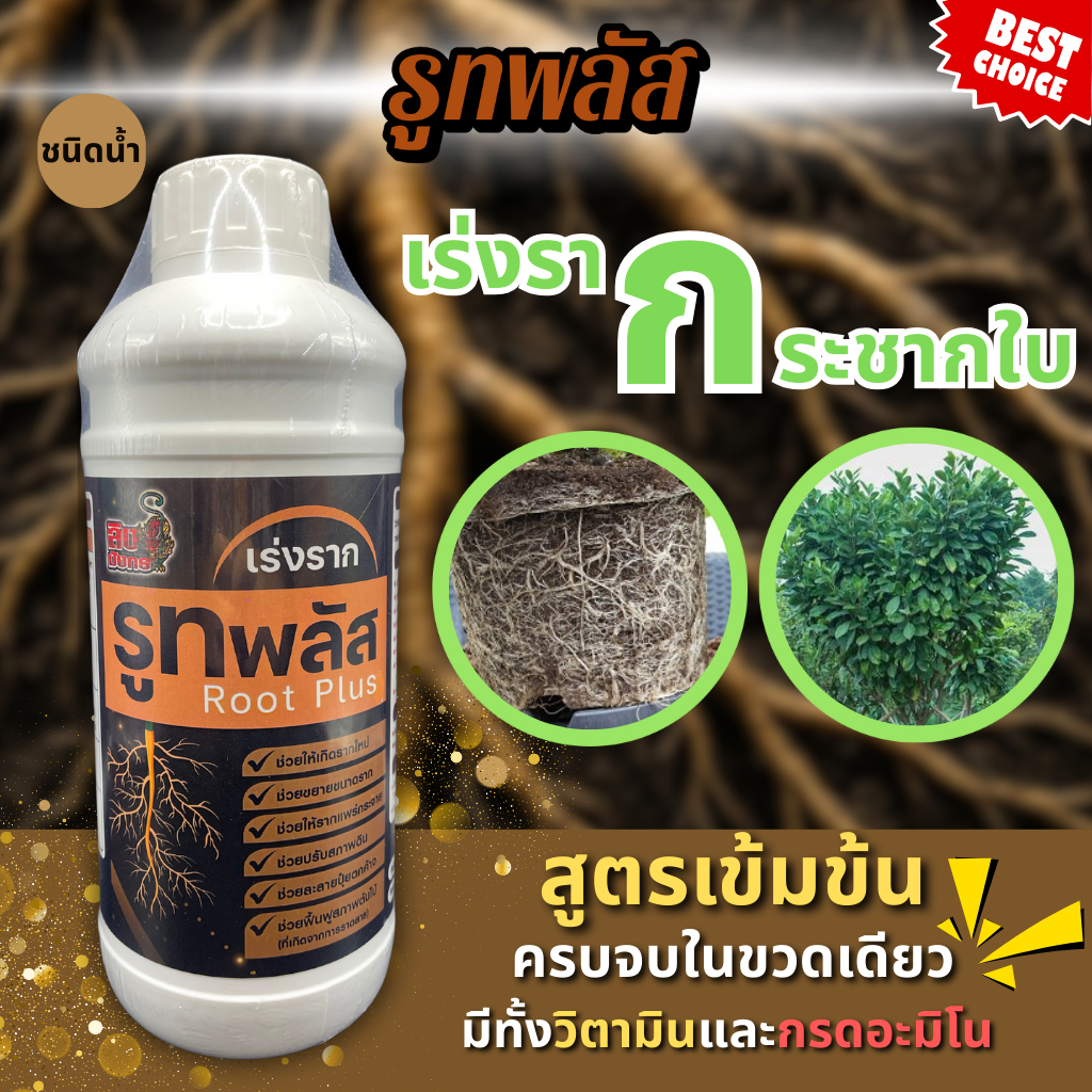 รูทพลัส (Root plus) ขนาด 1 ลิตร ยาเร่งราก เร่งใบ น้ำยาเร่งราก บำรุงราก ต้นสมบูรณ์