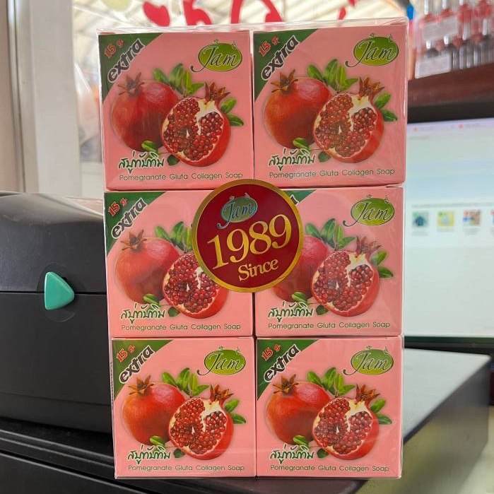 (ยกแพ็ค 12 ก้อน) JAM สบู่ทับทิม กลูต้า คอลลาเจน โซพ ปริมาณ 65 กรัม
