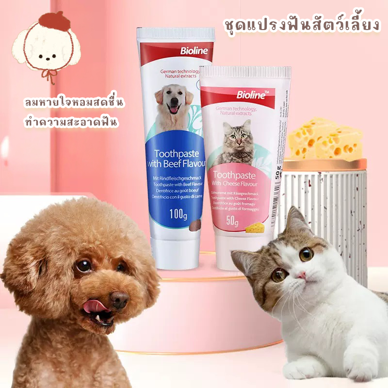 STOCK ชุดแปรงสีฟันสำหรับสุนัข 3 รสชาติ สุนัขชื่นชอบ ของใช้สัตว์เลี้ยง