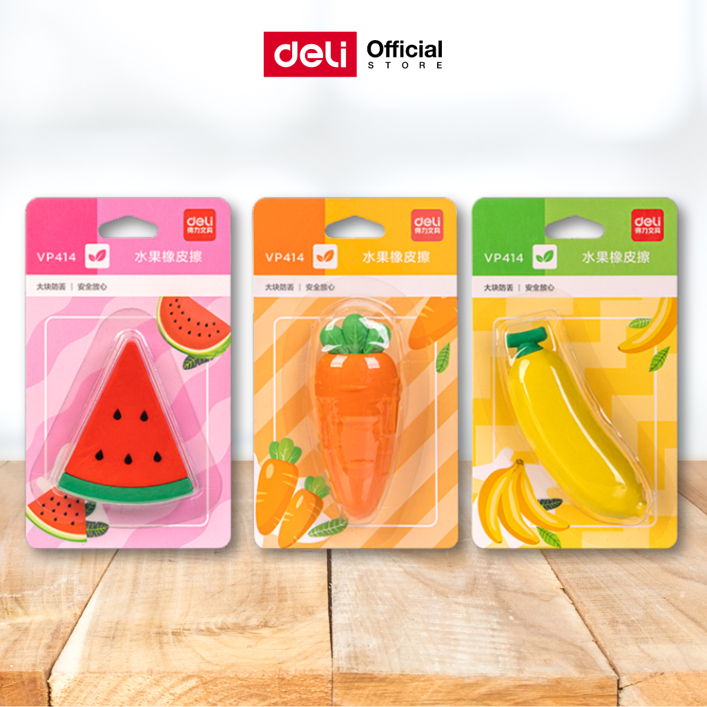 ยางลบผลไม้ Deli รุ่น VP414 ยางลบแฟนซี รูปผลไม้ น่ารัก สีสันสดใส(มี 3 ลาย/จำหน่าย 1 ชิ้น)