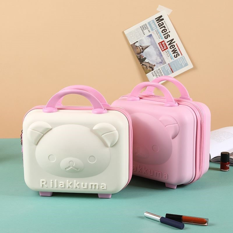 กระเป๋าใส่เครื่องสำอางพกพาลายการ์ตูนน่ารักขนาด 14 นิ้ว พร้อมรหัสผ่านสำหรับเดินทา