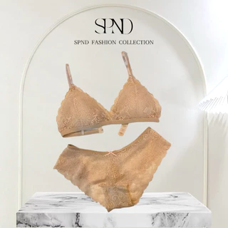 𝐒𝐏𝐍𝐃🖤【พร้อมส่ง】 เซตชุดชั้นใน➕พร้อมกางเกงใน So3เสริมฟองน้ำ ลูกไม้นิ่มใส่สบาย ปรับสายได้ ตะขอ3ระดับ【ไม่ระบุชื่อสินค้า】