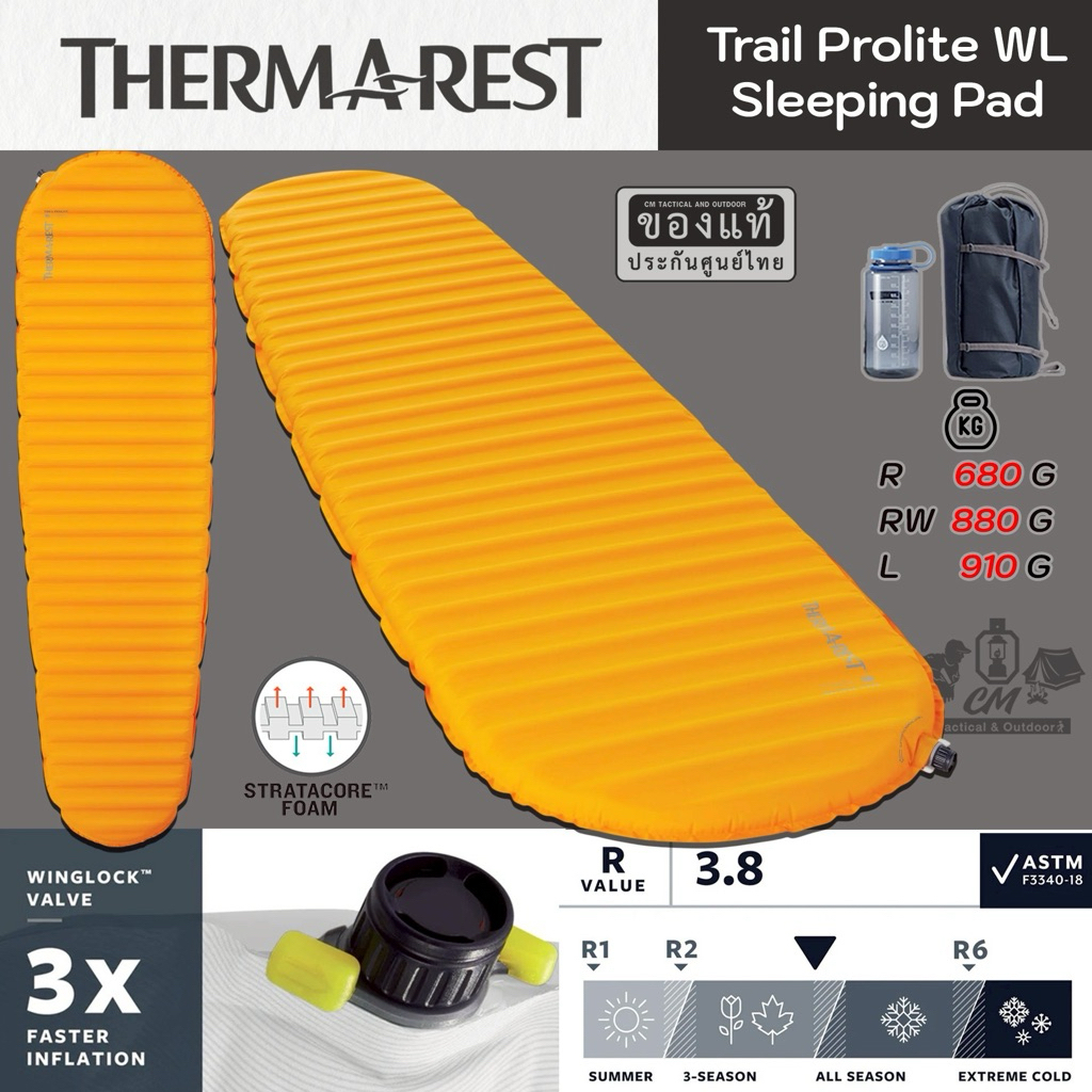Thermarest Trail Prolite WL แผ่นรองนอนเดินป่า แผ่นรองนอนน้ำหนักเบา