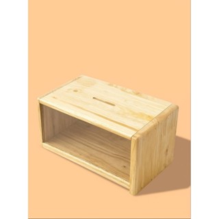 กระปุกออมสินไม้ยางพารา(เปิดเอาเงินออกได้)