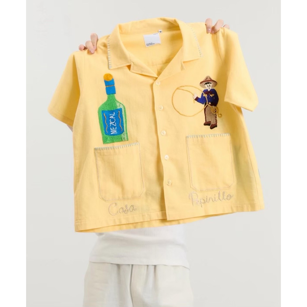 Pickle Projects— Cinco de mayo! HAND EMBROIDERED S/S SHIRT (ปักด้วยมือ)