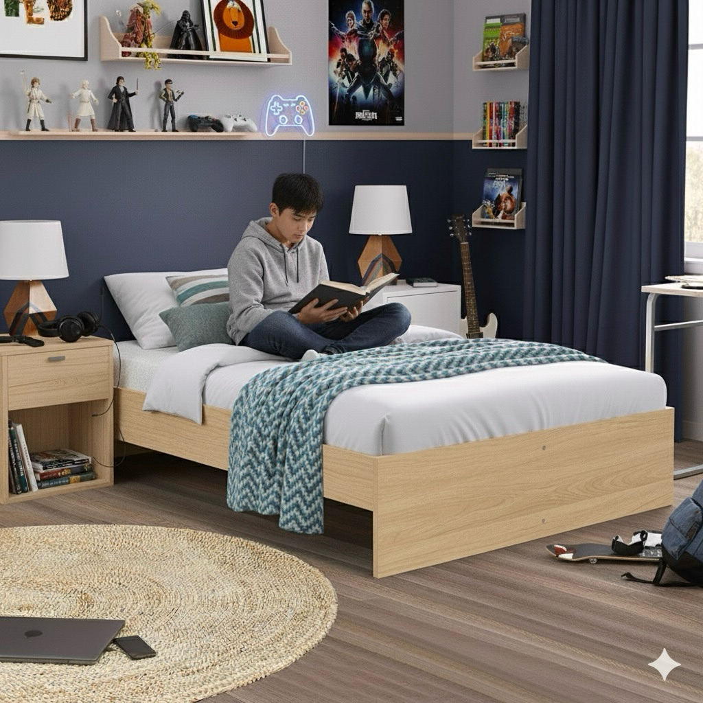 Tomato Home เตียงนอน 3.5ฟุต ZS single bed เตียง3.5ฟุตไม้ | ดีไซน์เรียบง่ายสบายตา | แข็งแรงทนทาน