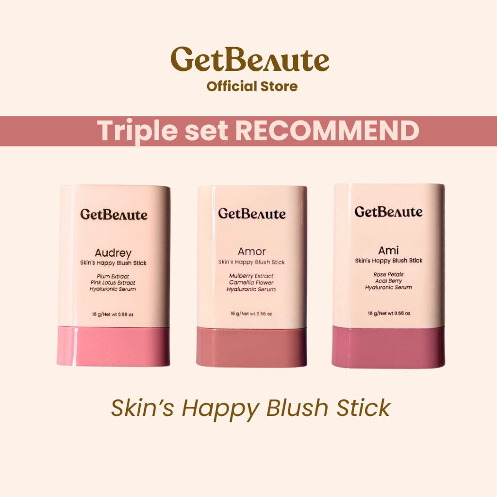 [Set 3 สี] GetBeaute | บลัชสติ๊ก Skin's Happy Blush Stick; 16g บลัชออน ปัดแก้ม แก้มฉ่ำ สีธรรมชาติ สี