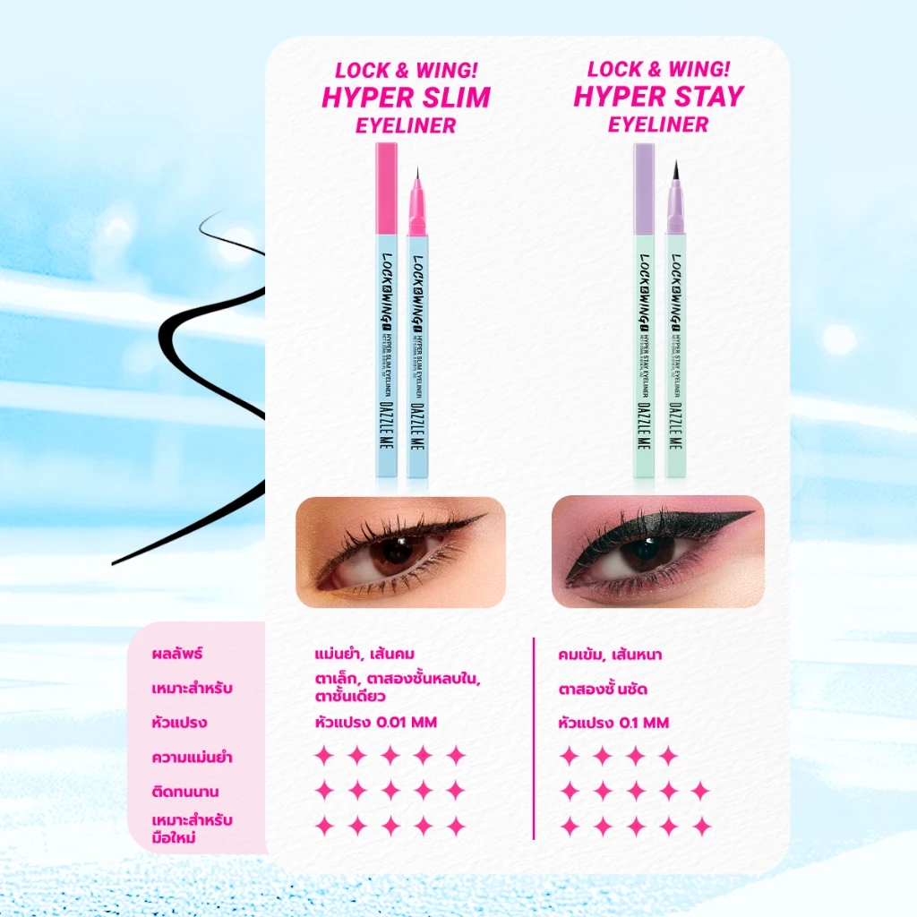 DAZZLE ME Lock & Wing! Hyper Slim - Hyper Stay Eyeliner อายไลน์เนอร์เส้นคมชัดเขียนง่าย ติดทนนาน thumbnail 10