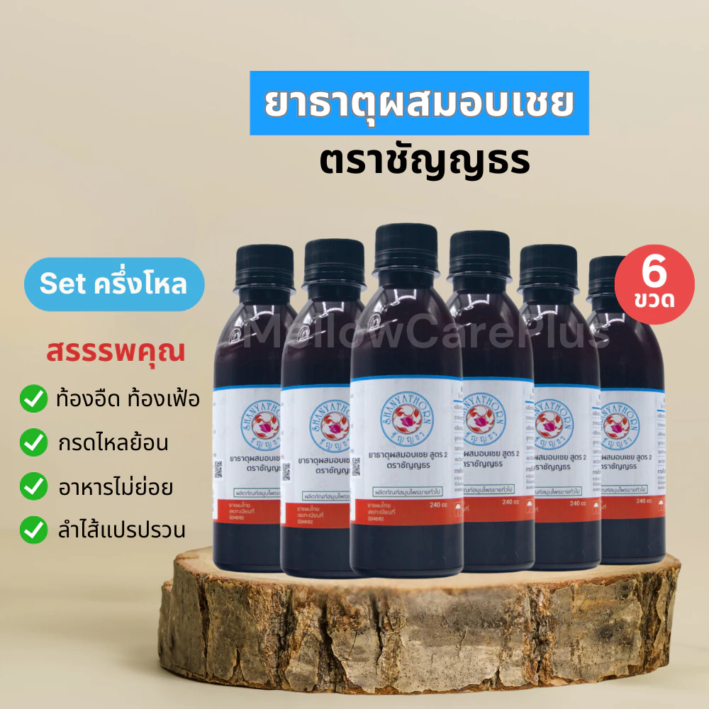 ยาธาตุผสมอบเชย ตราชัญญธร ขนาด 240 ซีซี 6 ขวด (แก้ท้องอืด กระเพาะกรดไหลย้อน จุกเสียด)