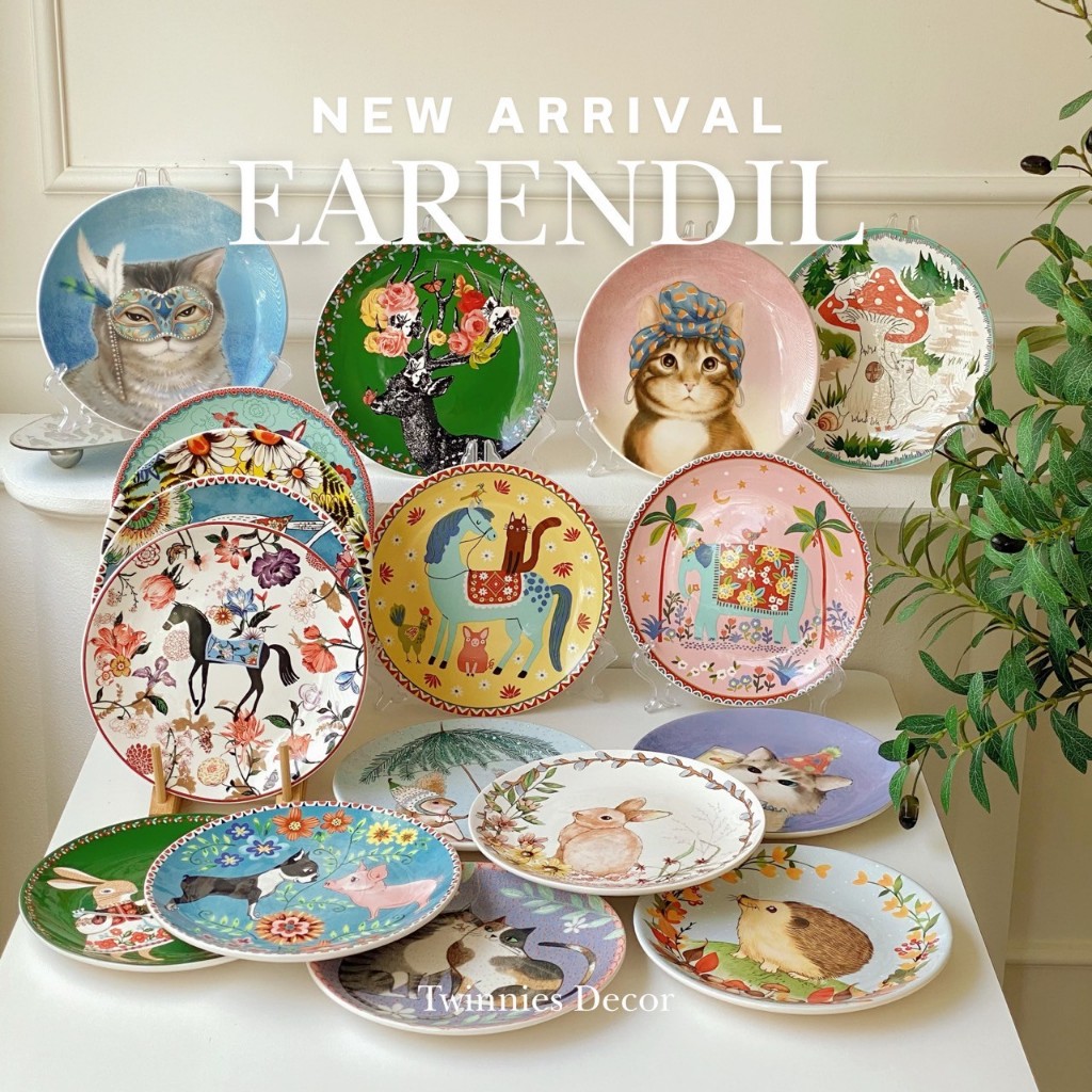 พร้อมส่ง!! จาน แบรนด์ Earendil ลายเอกลักษณ์เฉพาะตัว​☘️ลายสวย หรู ลายคมชัด สดใสมากก TwinniesDecor